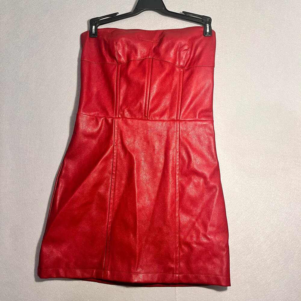 Edikted May Strapless Faux Leather Mini Dress